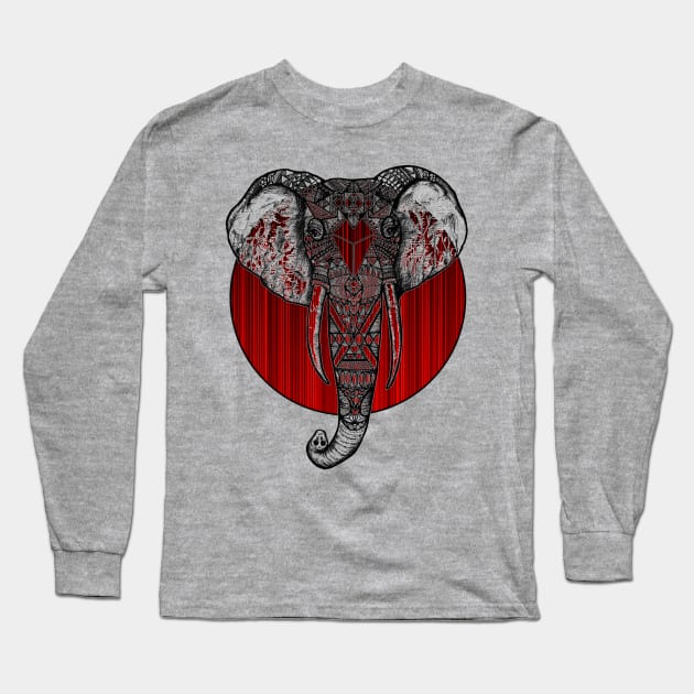 Red Stripes Elephant Long Sleeve T-Shirt by StylishTayla